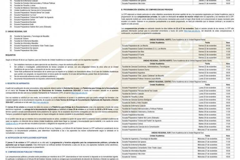 Convoca UAS renovación de direcciones con Ley Orgánica anterior