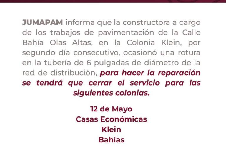 Rompen otra vez la tubería y dejan sin servicio de agua potable en cuatro colonias de Mazatlán