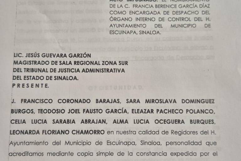 Regidores de Escuinapa interponen denuncia de nulidad contra toma de posesión de Síndico Procuradora