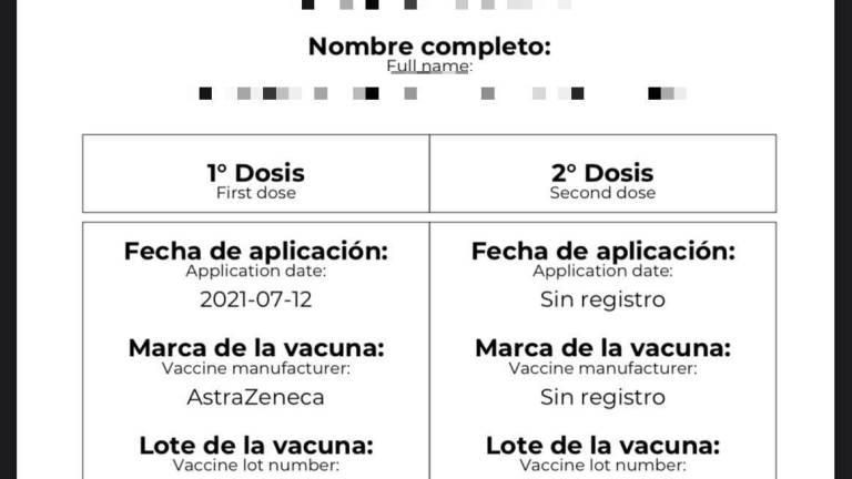 Certificado de vacunación.