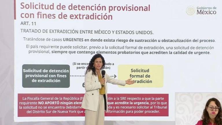 Luisa María Alcalde Luján explica el proceso de la solicitud hecha por Estados Unidos contra funcionarios sinaloenses.
