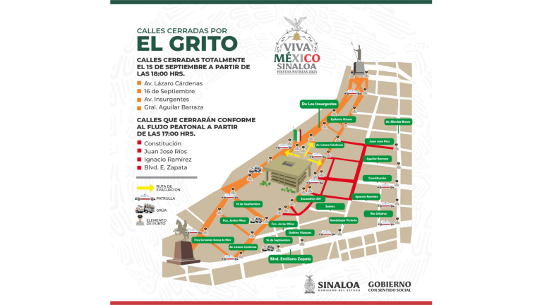 Protocolo de seguridad en torno a la celebración del Grito de Independencia en Sinaloa.