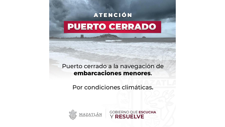 Por baja presión y humedad, cierran puerto de Mazatlán a embarcaciones menores