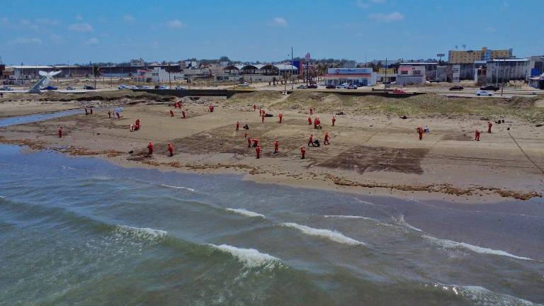Limpieza de la zona costera del Golfo de México tras el derrame de hidrocarburos en marzo pasado.