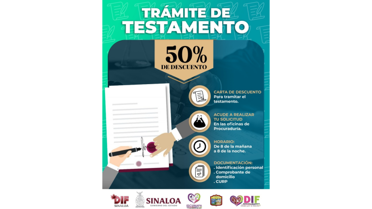 DIF Escuinapa invita a tramitar testamento con el 50% de descuento