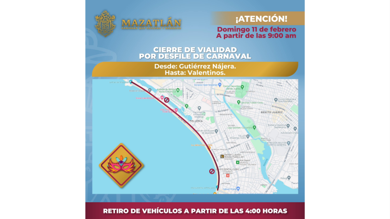 A las 9:00 horas comenzó el cierre en toda la Avenida del Mar, desde Gutiérez Nájera hasta la Avenida General Rafael Buelna.