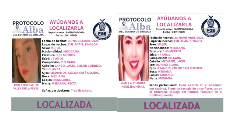 Perla Guadalupe y María Alejandra aparecieron con vida durante este martes.