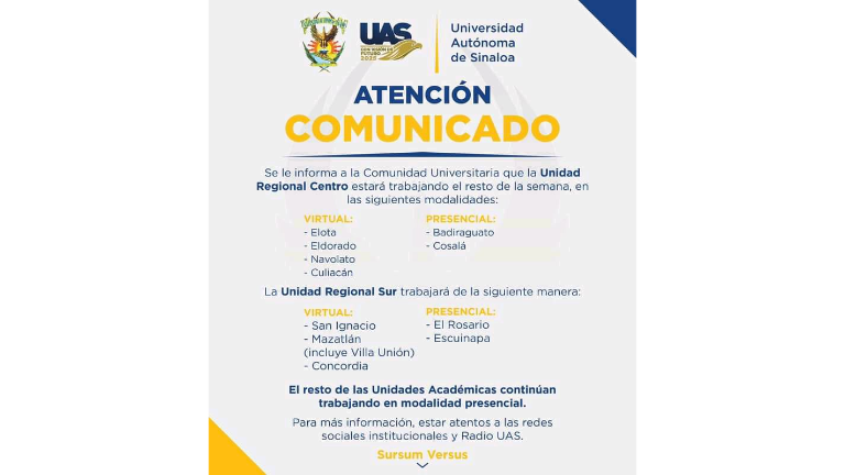 Comunicado oficial de la UAS.