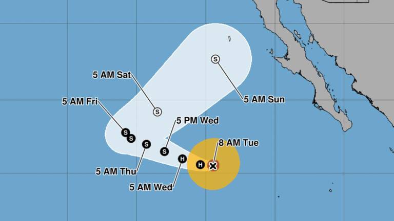 Pronóstico de la evolución y trayectoria del huracán Rachel en el Pacífico mexicano.