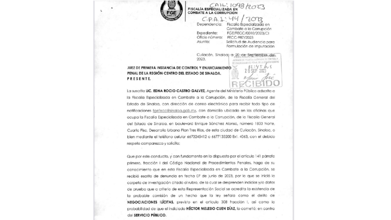 Judicializan carpeta de Héctor Melesio Cuén Díaz por negociaciones ilícitas