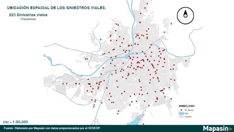 Mapasin señala que en agosto hubo registro de 223 siniestros viales en Culiacán.