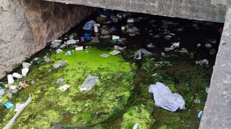 En plena temporada de huracanes, el canal del Infonavit Alarcón, en Mazatlán, está atascado de basura