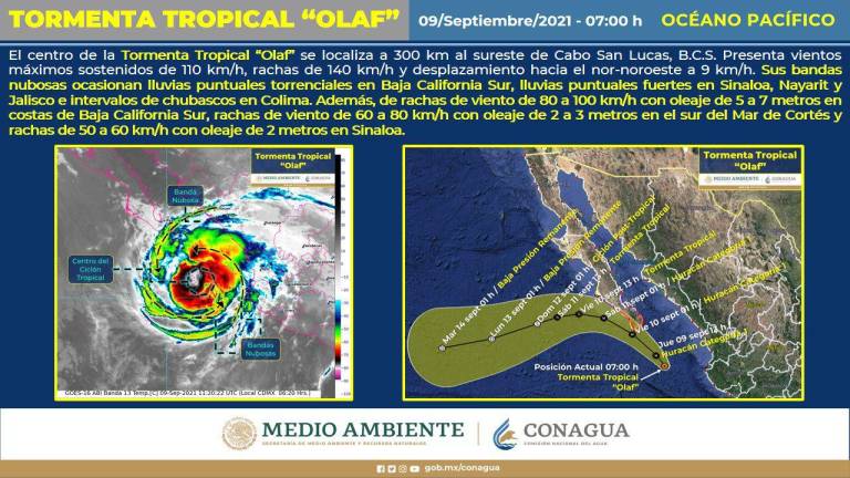Tormenta ‘Olaf’ ya deja caer lluvias en Mazatlán