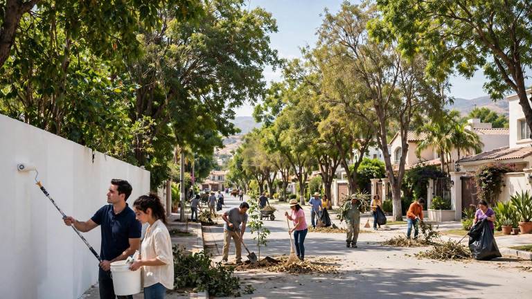 Ciudadanos trabajando colectivamente para mejorar su ciudad.