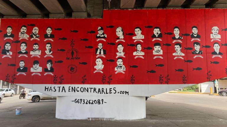 Muro “Hasta Encontrarles” realizado en Mazatlán en memoria de algunas de las víctimas de desaparición.