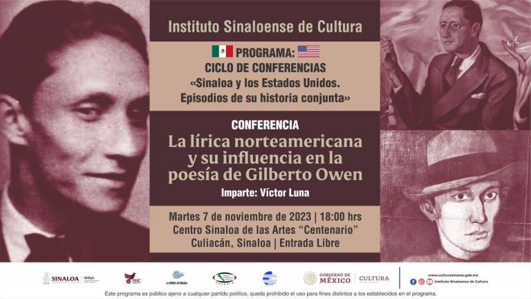 La charla se llevará a cabo en el Centro Sinaloa de las Artes Centenario.
