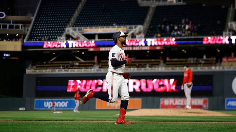 Byron Buxton llegó a 85 jonrones en el Target Field con su batazo logrado el pasado lunes.