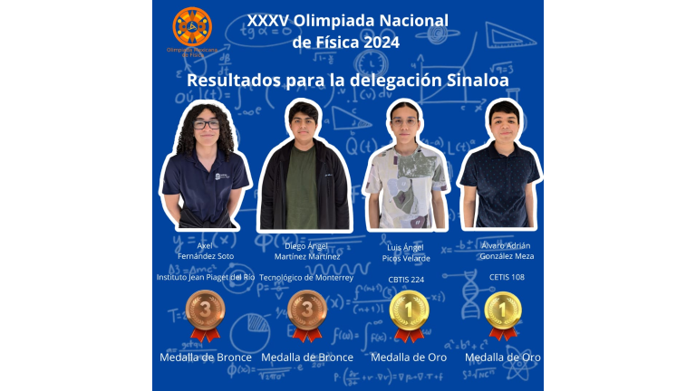 Sinaloa recibió el primer lugar de la Olimpiada Nacional de Física, en su edición 2024, con dos medallas de oro y dos de bronce.