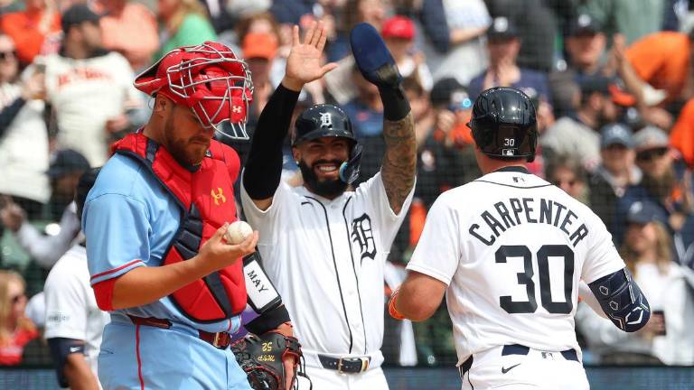 Gleyber Torres fue uno de los Tigres que conectó jonrón ante los Cardenales en el encuentro del sábado.