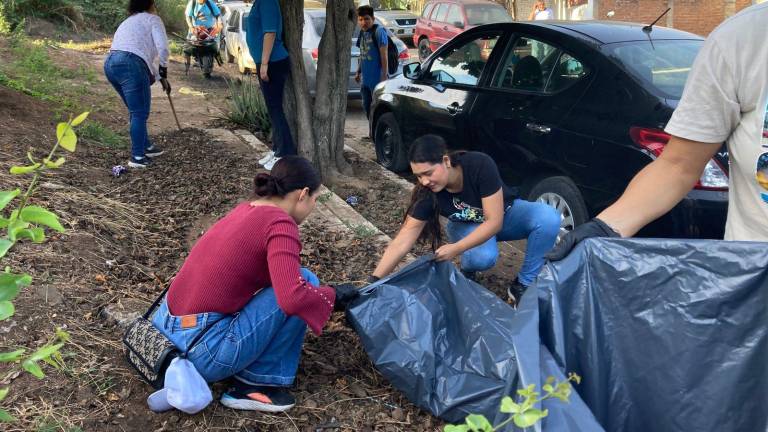 Campaña de limpieza en la colonia Lomas del Ébano, en Mazatlán.