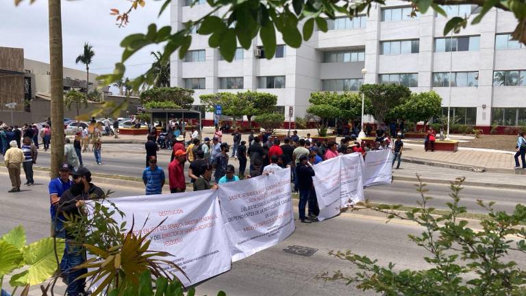 Acuacultores protestan y bloquean avenida en Mazatlán por contrabando de camarón
