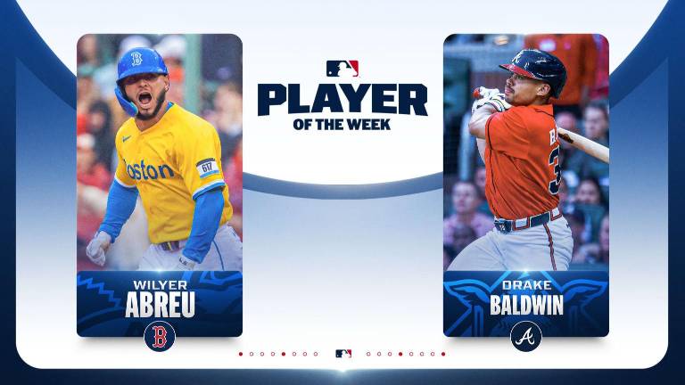 Wilyer Abreu y Drake Baldwin se ganaron en base a su ofensiva, las designaciones de Jugadores de la Semana.