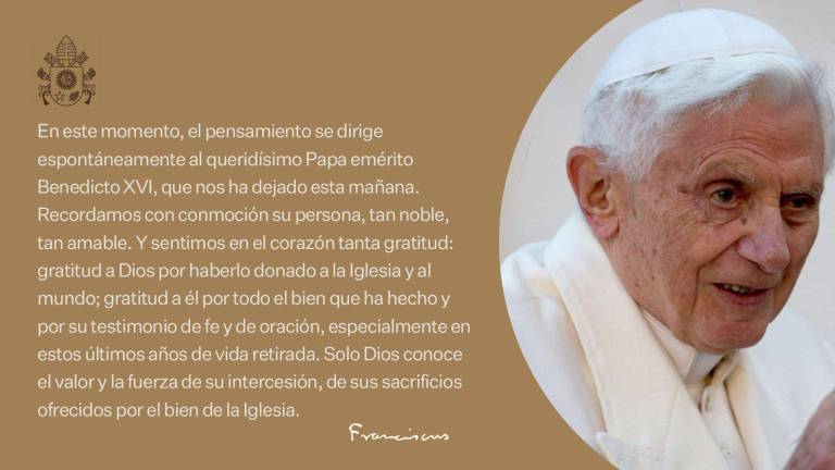 En las redes sociales del papa Francisco se comparte una imagen de Benedicto XVI.