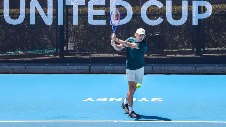 Alex de Miñaur se entrenó este martes en Sídney antes de la United Cup.