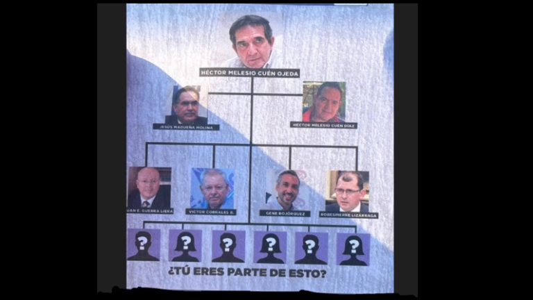 El Diputado Gene René Bojórquez Ruiz mostró el organigrama incluido en los volantes.