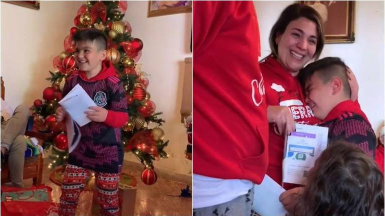 El niño, al ver su regalo de Navidad llora y su reacción provocó que su familia se convirtiera en invitada VIP.