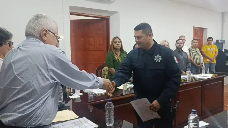 Abel Rosario López Domínguez cuando rindió protesta como director de Seguridad Pública en Escuinapa.