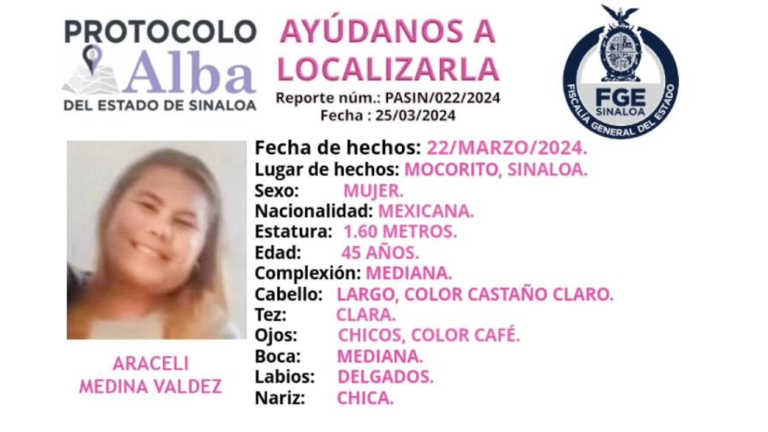 Desaparece mujer de 45 años en Mocorito