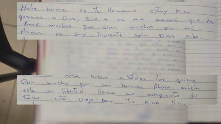 Jeison le pide ayuda a su hermana para afrontar su actual condición en prisión.