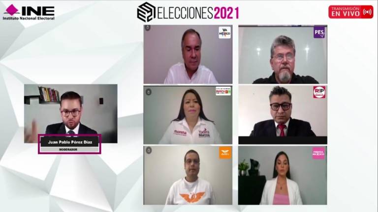 Los seis candidatos por el Distrito 05 participaron durante el debate realizado por el INE en Sinaloa.