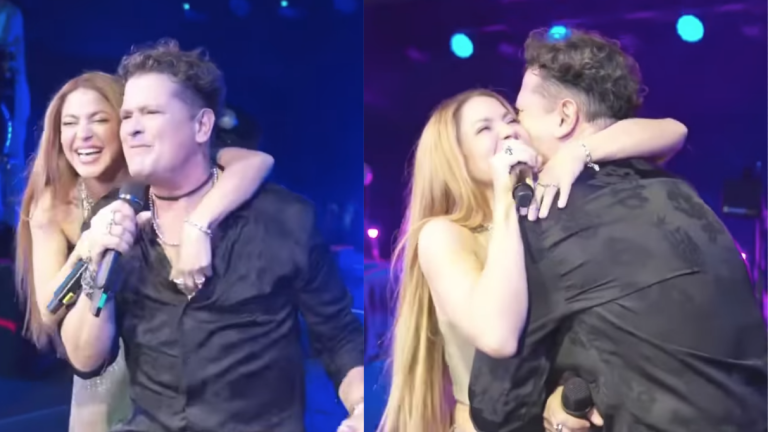 Sorprende Shakira a Carlos Vives en pleno concierto para cantar ‘La Bicicleta’