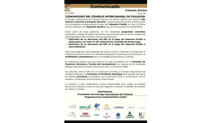 El documento fue firmado por asociaciones como la Asociación Mexicana de Mujeres Jefas de Empresa, la Asociación de Agricultores del Río Culiacán y la Cámara de Comercio de la Ciudad de México, entre otras.