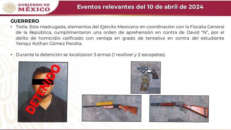 Imagen de la ficha sobre la detención de un ex policía acusado de haber disparado contra un estudiante normalista de Ayotzinapa.