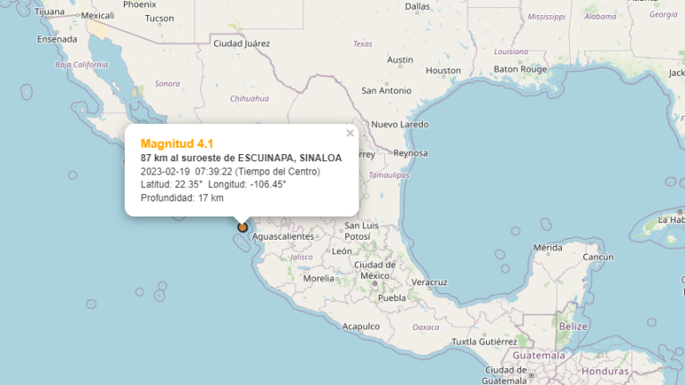 Se registra temblor al suroeste de Escuinapa