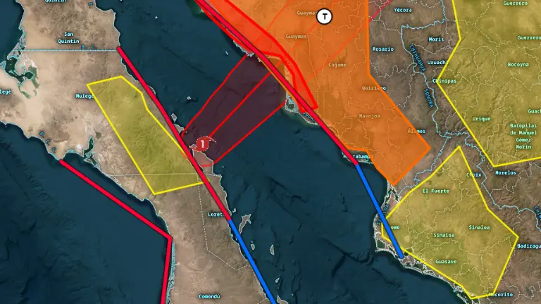 El huracán Polo circula sobre el Golfo de California tras impactar en Baja California Sur.