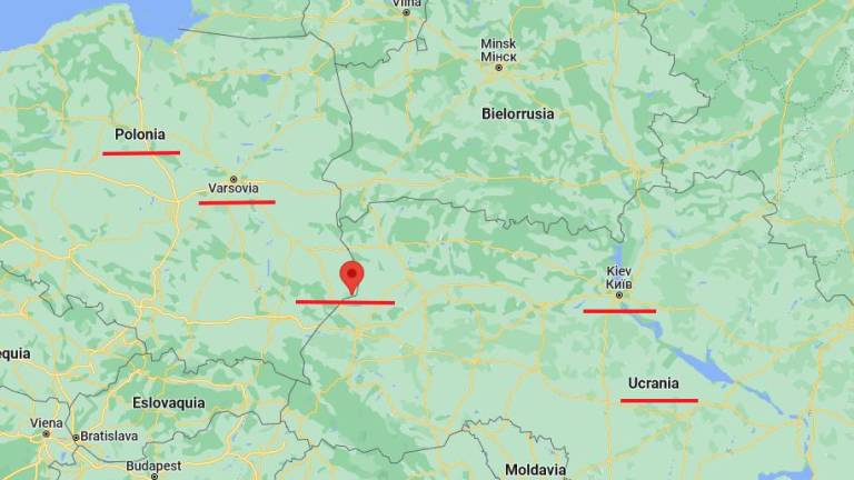 Zona donde se habla de la caída de dos misiles rusos en territorio de Polonia, casi en la frontera con Ucrania.