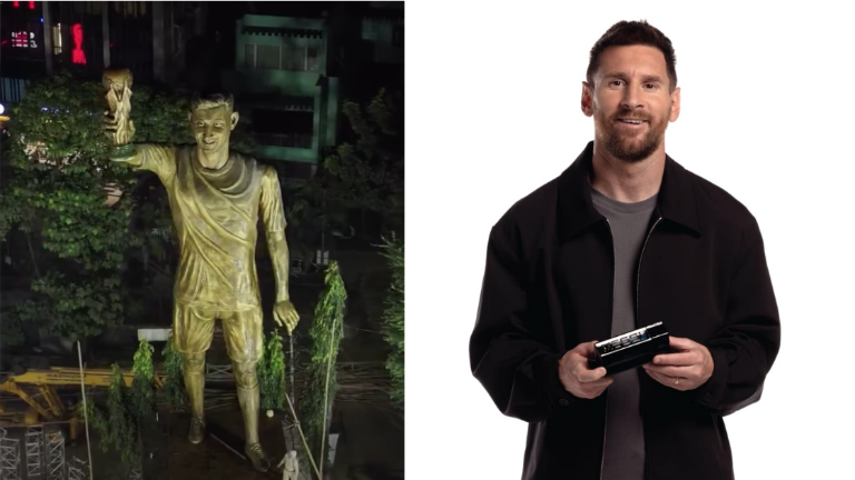 Lionel Messi tiene monumento en Calcuta.