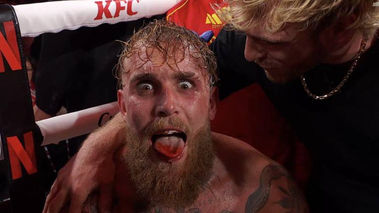 Así quedó Jake Paul tras ser noqueado por Anthony Joshua.