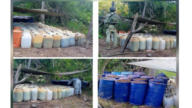 En total, se aseguraron al menos 7 mil 450 litros de sustancia ilícita.