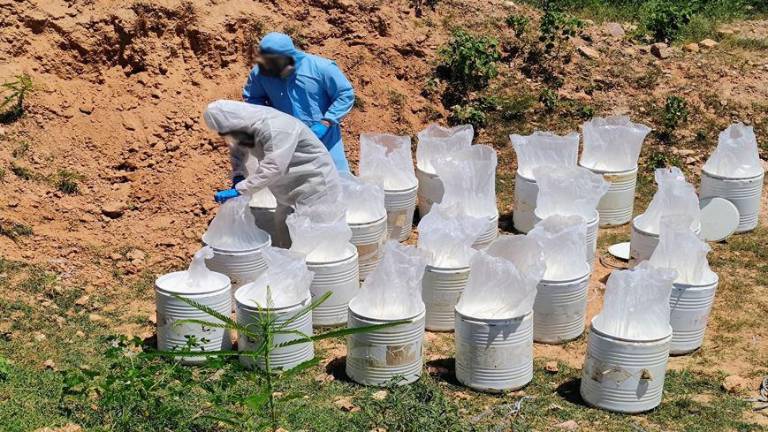 Militares localizaron tambos, precursores y condensadores usados para producir metanfetamina.