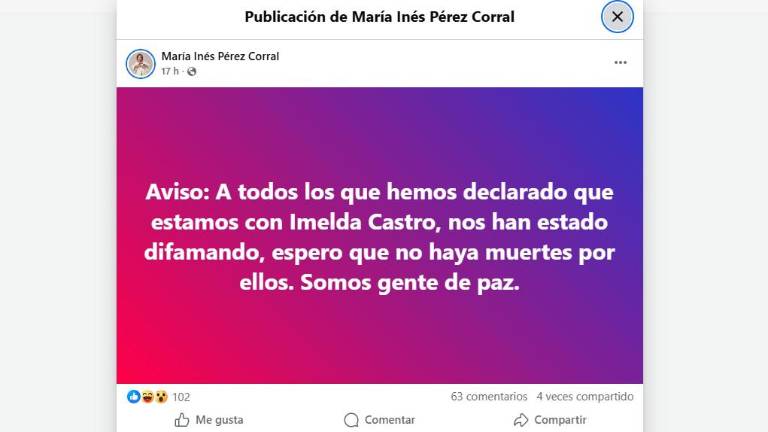 A través de redes sociales, la ex funcionaria afirmó que ‘todos’ los que se han pronunciado a favor de Castro han sido objeto de señalamientos.