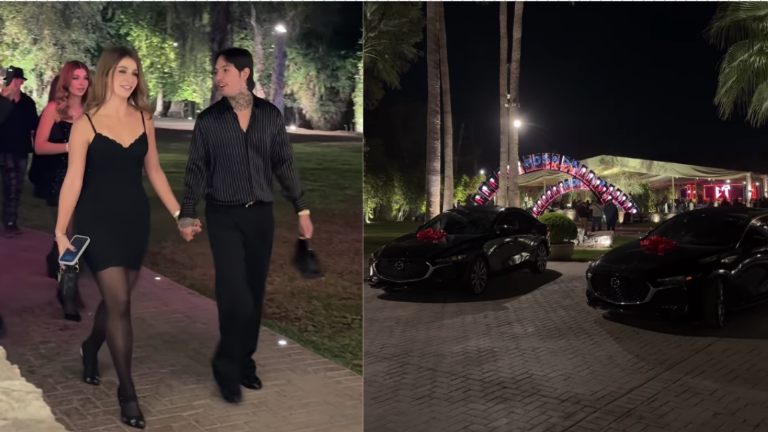 Natanael Cano festeja a su gente en la tradicional posada de su empresa.