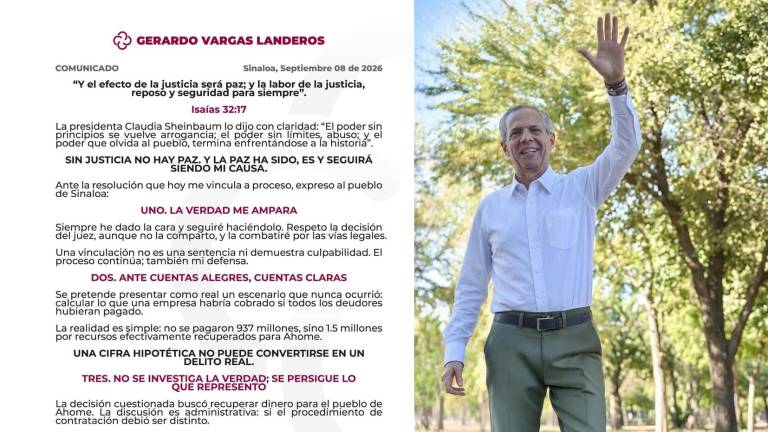 El equipo legal de Vargas Landeros desestimó los señalamientos de la Fiscalía al calificar la cifra de los 937 millones como un escenario irreal e hipotético.