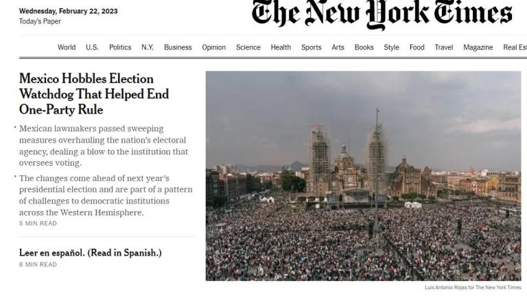 Reportaje del New York Times titulado ‘México restringe a su instituto electoral’.
