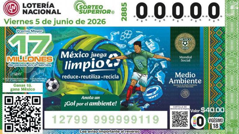 Semarnat y Lotería Nacional presentan billete que difunde el Día Mundial del Medio Ambiente con el mensaje “México juega limpio”