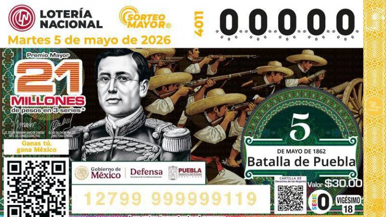 Sorteo en territorio de Lotería Nacional reconoce vigencia de la defensa de la soberanía al conmemorar Batalla de Puebla